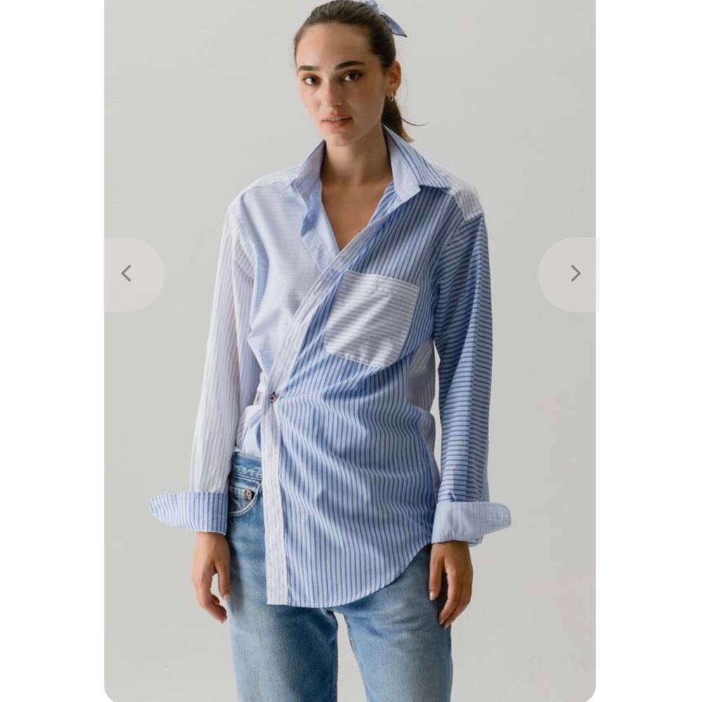 Wear Cissa "The Men's Shirt" Blue & White Pin Stripe Oversize Button Down M/L - Picture 2 of 9